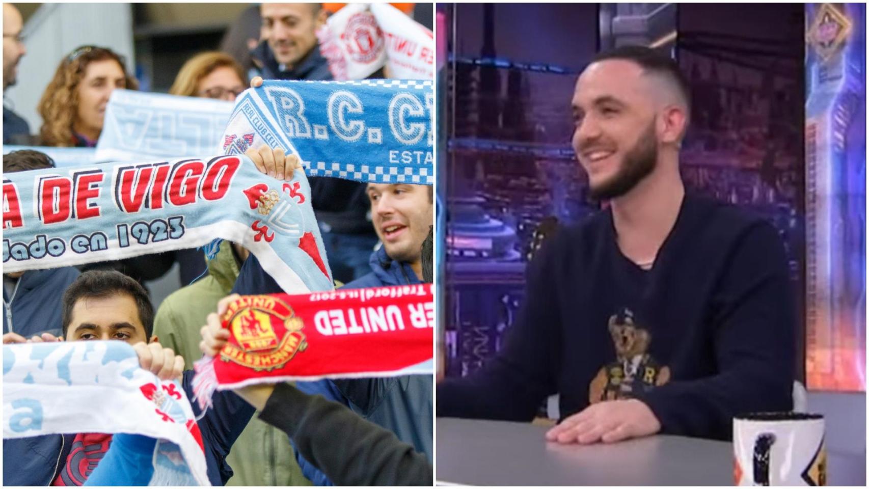 C. Tangana en El Hormiguero y una imagen de aficionados celestes.