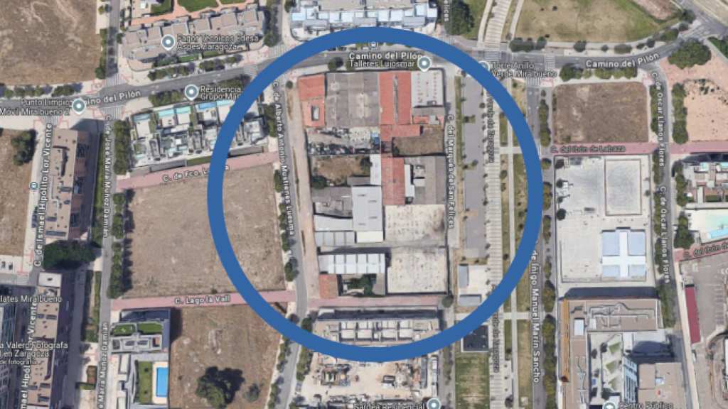 Zona en la que se dará la reconversión de suelos industriales en residenciales, en Miralbueno (Zaragoza)