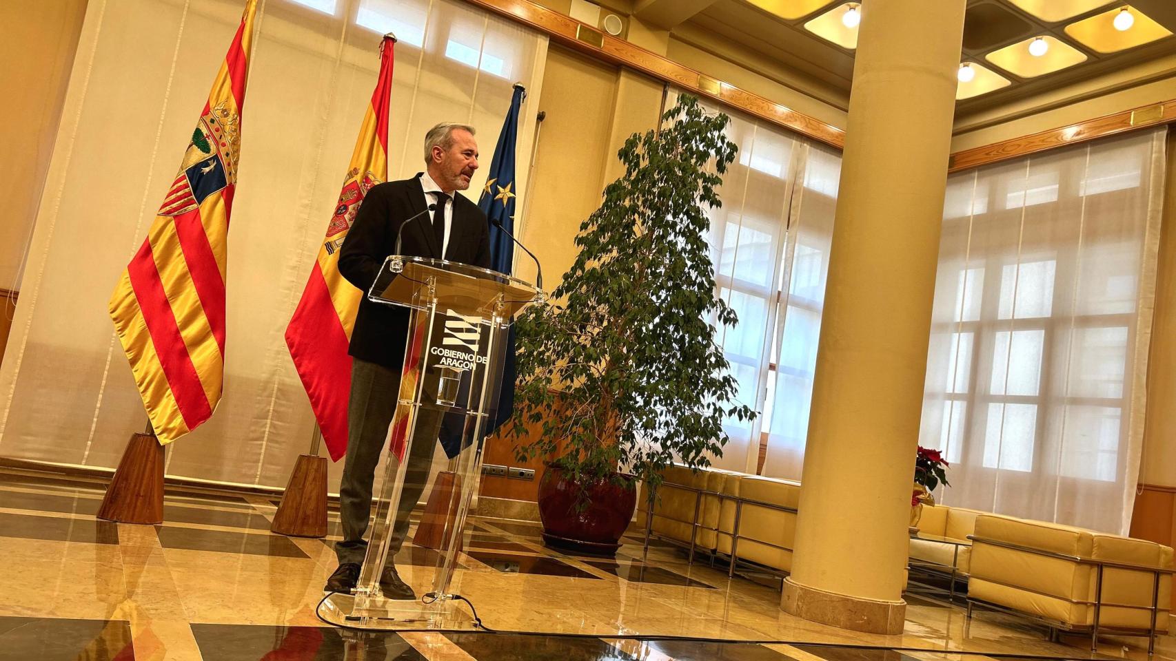 Azcón, este jueves en el Pignatelli, sede del Gobierno de Aragón.