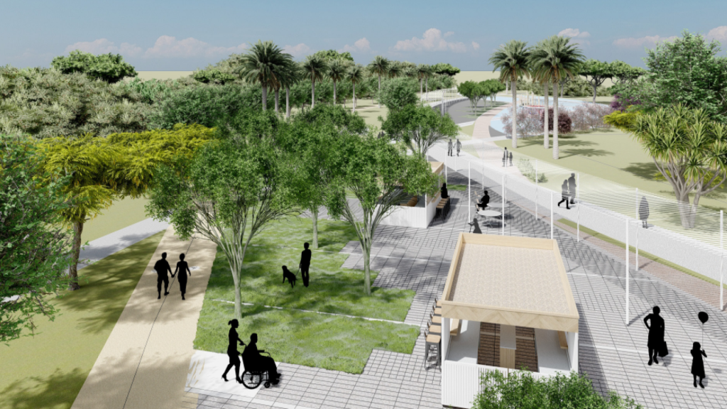 Diseño del gran parque planteado en la calle Frank Capra.