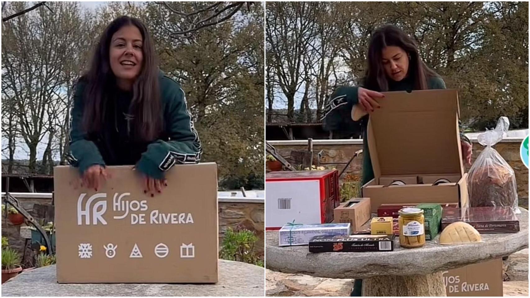 Capturas de un 'unboxing' de la cesta de Navidad de Estrella Galicia