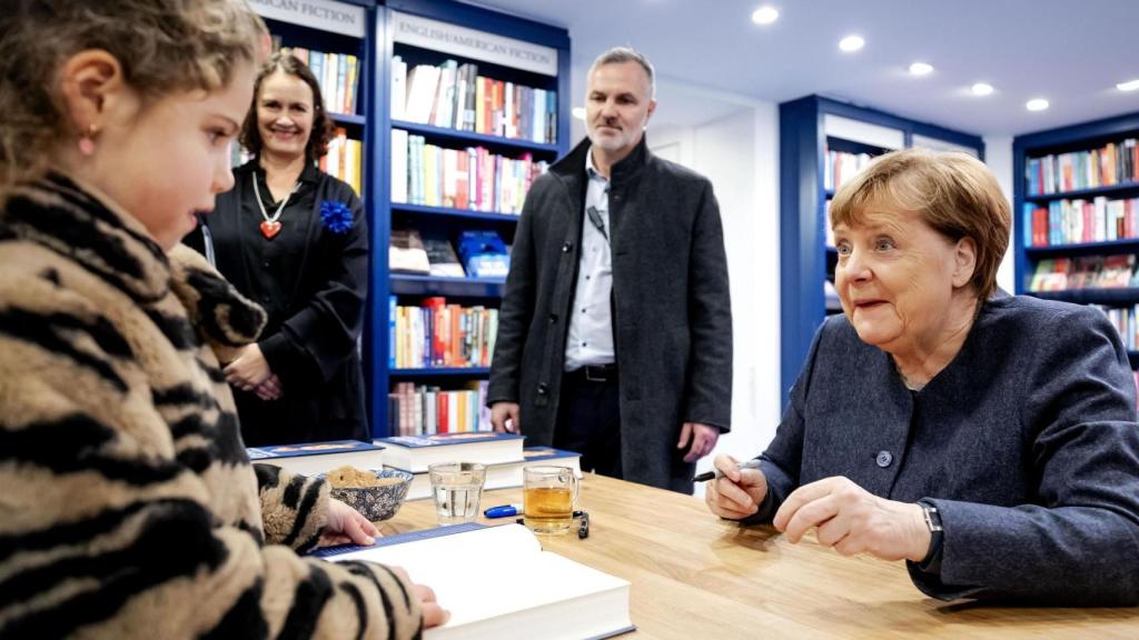 Angela Merkel durante la presentación de sus memorias.