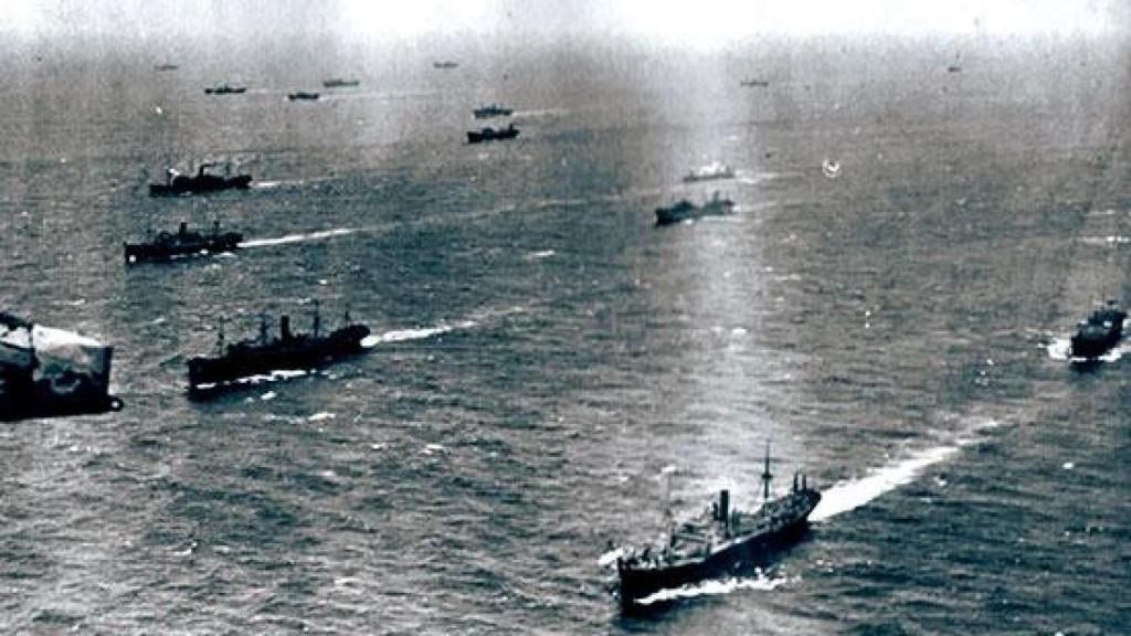 Convoy en el Mar del Norte durante la Segunda Guerra Mundial.