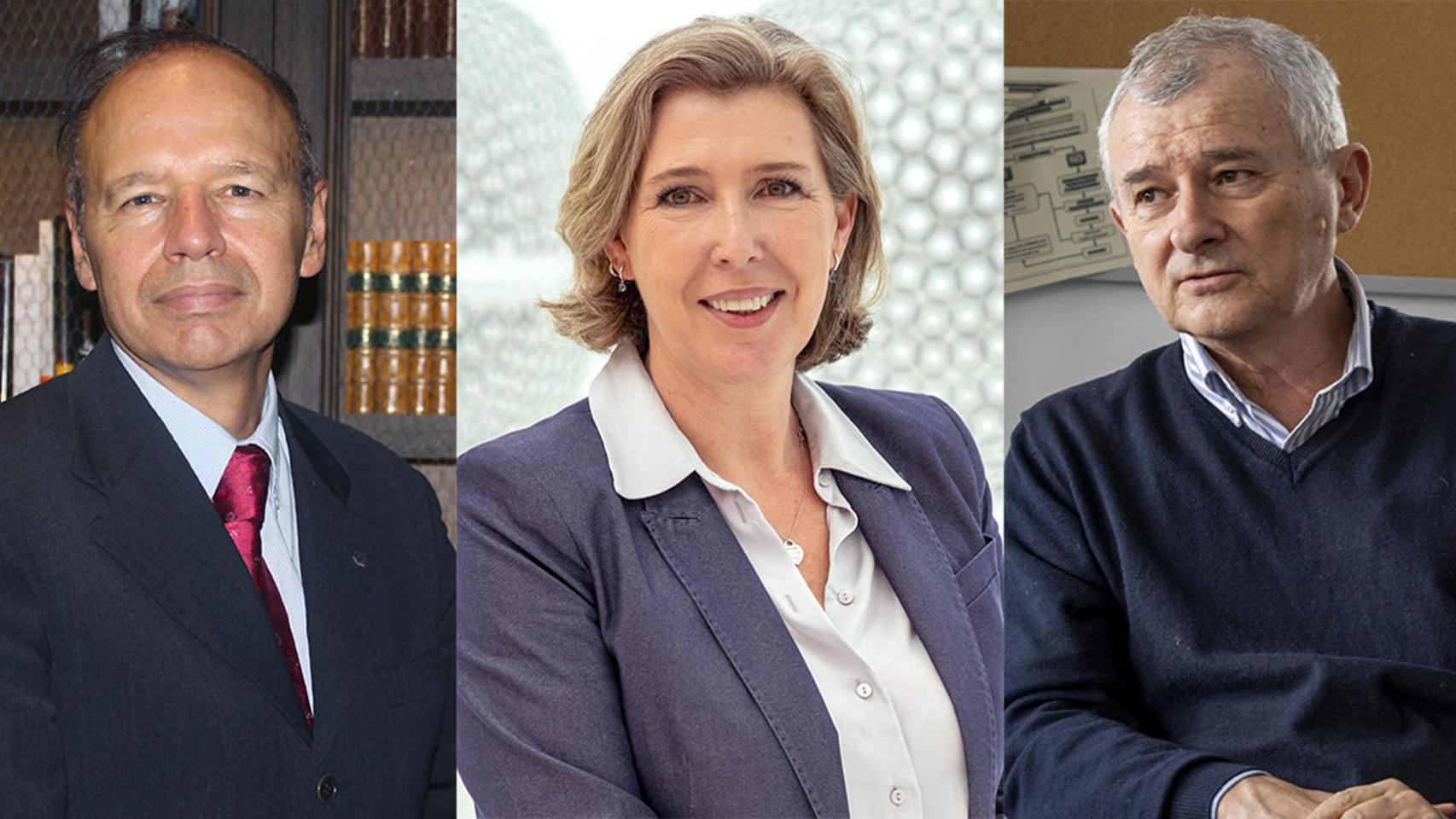 Tres candidaturas encabezadas por los doctores (de i a d, en la imagen) Manuel Martínez-Sellés, Esther Rubio y Tomás Merina compiten en las elecciones para liderar el Colegio de Médicos de Madrid.