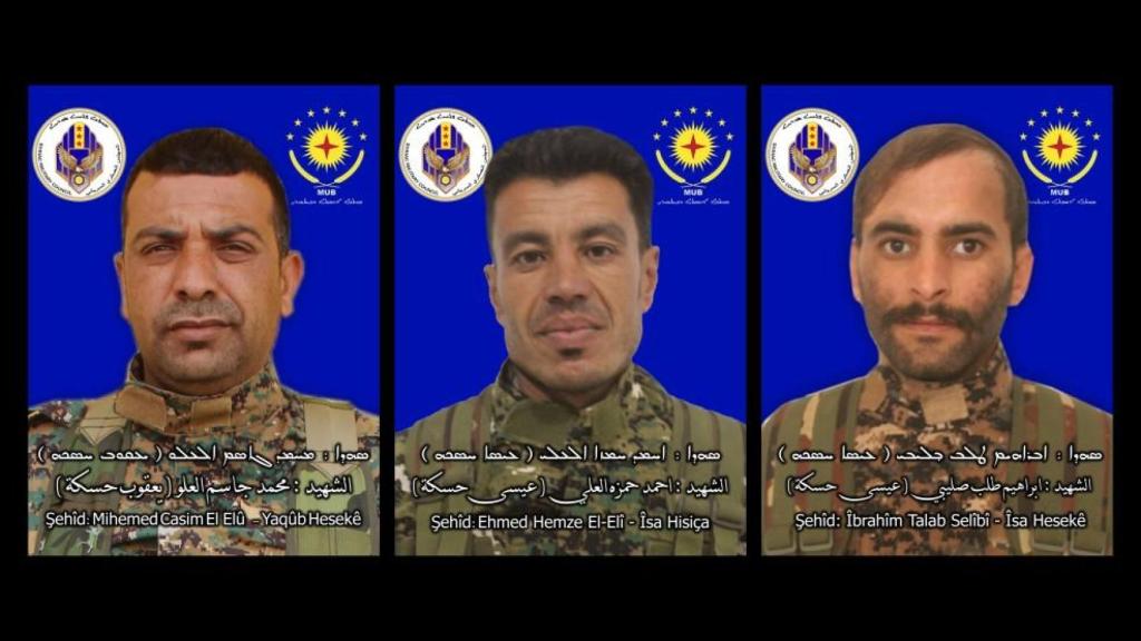 Estos tres cristianos del Consejo Militar Siriaco fueron asesinados esta semana por los turcos durante el bombardeo de Tel Tamer.