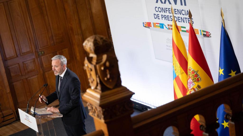 Azcón, durante su comparecencia tras la Conferencia de Presidentes en Santander.