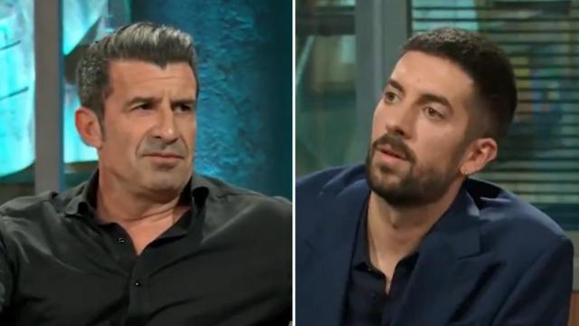 Luís Figo y David Broncano en un fotomontaje realizado por BLUPER.