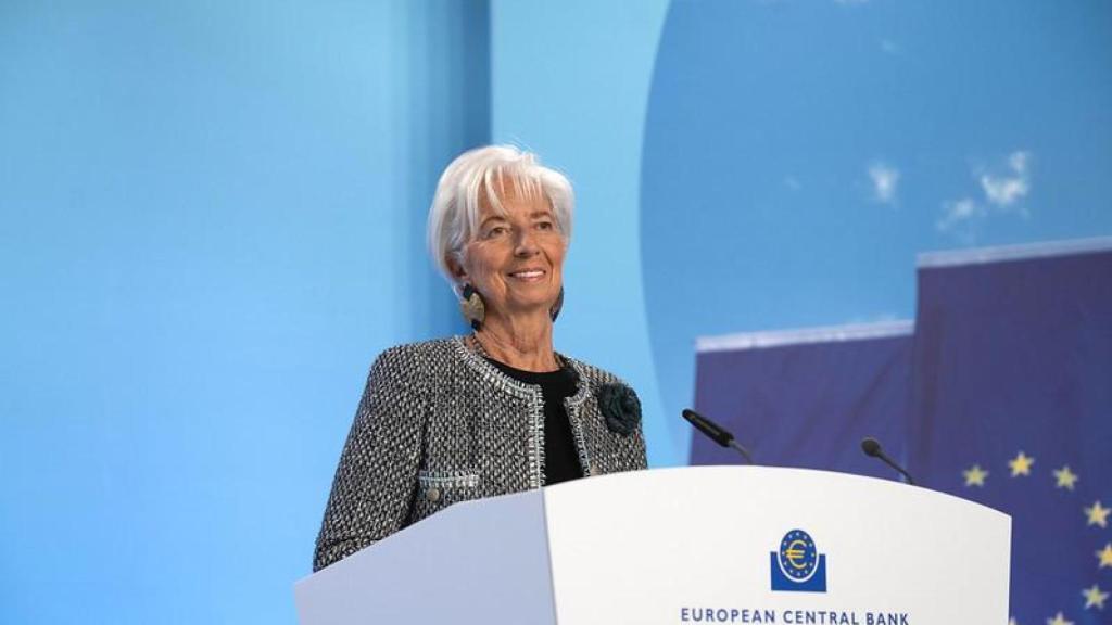 Christine Lagarde, presidenta del BCE, durante la rueda de prensa del pasado jueves.