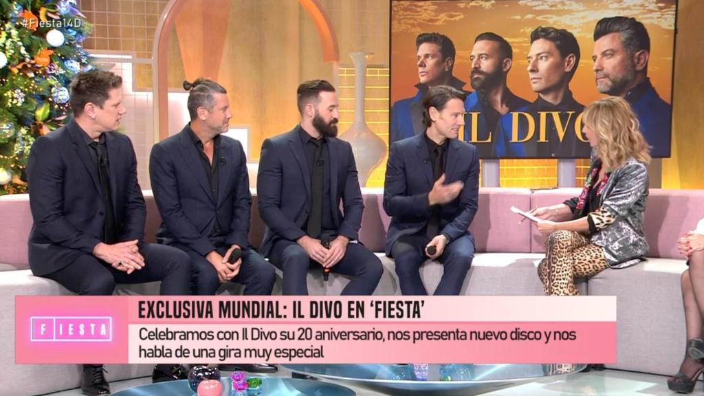 Il Divo y Emma García en 'Fiesta'.