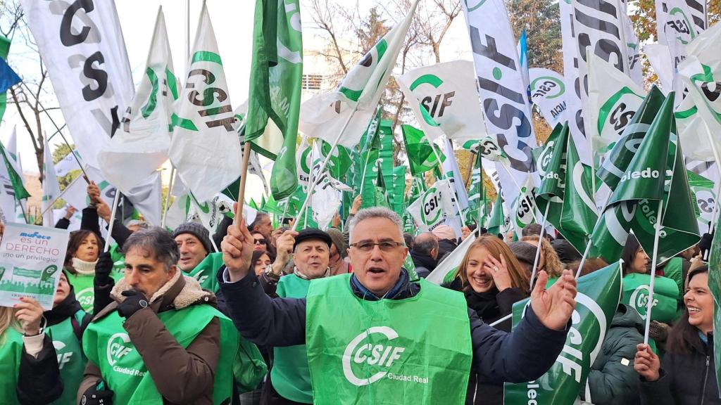 Lorenzo Domínguez durante la manifestación.