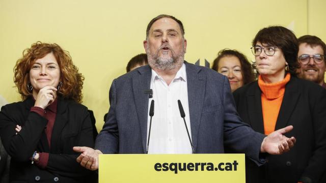 Elisenda Alamany y Oriol Junqueras, este sábado en barcelona tas su victoria en las primeras de ERC.