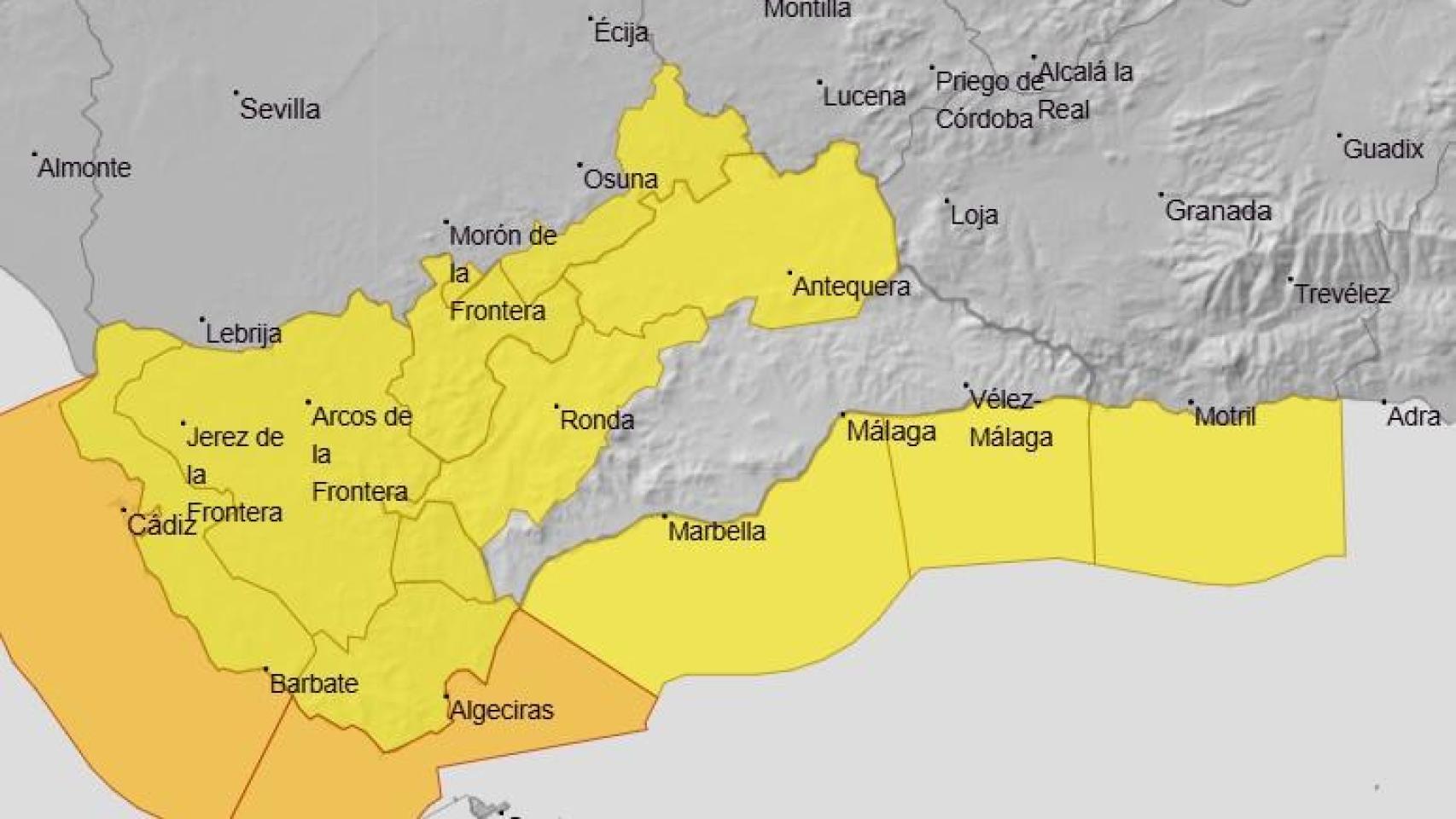 El mapa de la Aemet con los avisos del próximo lunes.