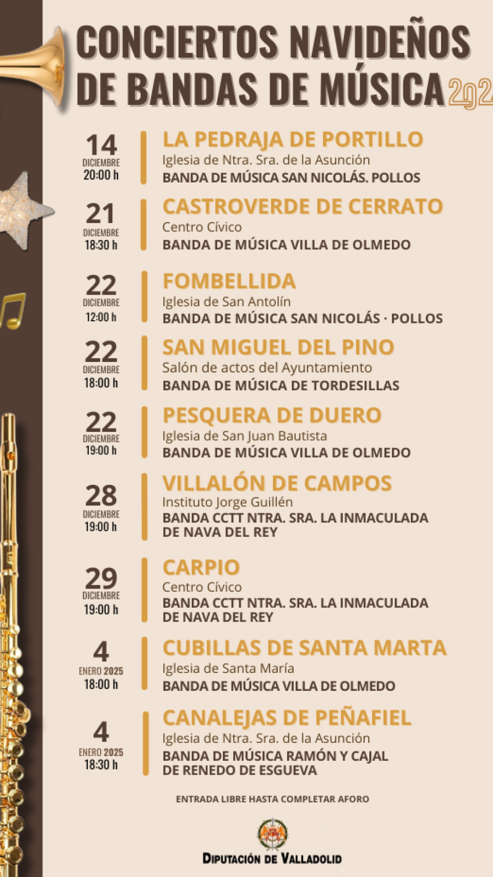 Conciertos navideños de bandas de música en pueblos de Valladolid