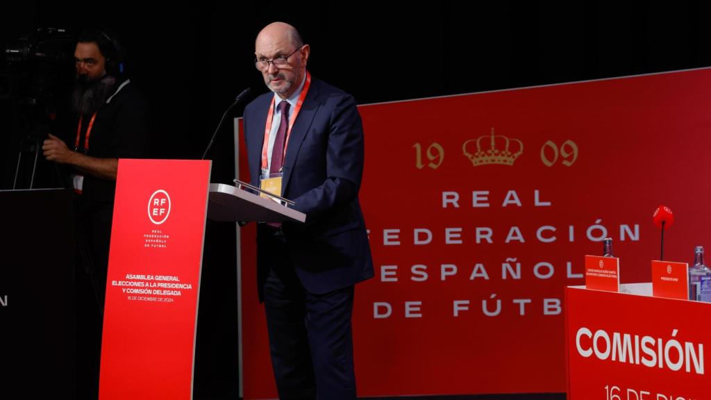 Rafael Louzán, en su discurso como nuevo presidente de la Federación Española de Fútbol.