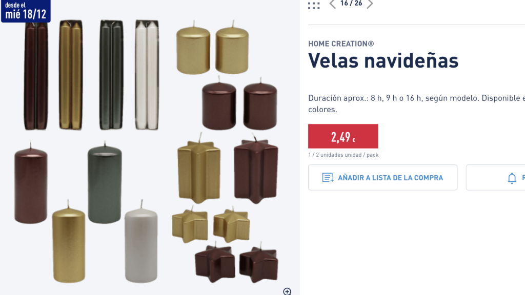 Velas navideñas.