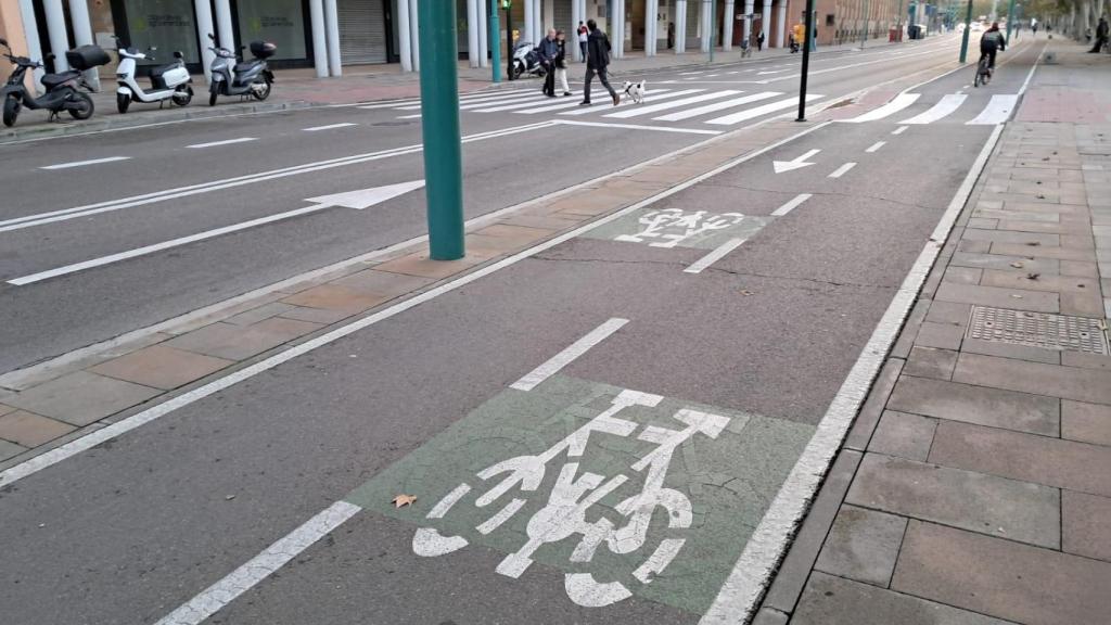 El carril pacificado en el paseo Echegaray y Caballero de Zaragoza.