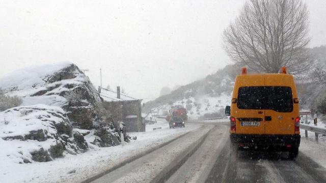 Imagen de una nevada en el Puerto del Pico, en Ávila