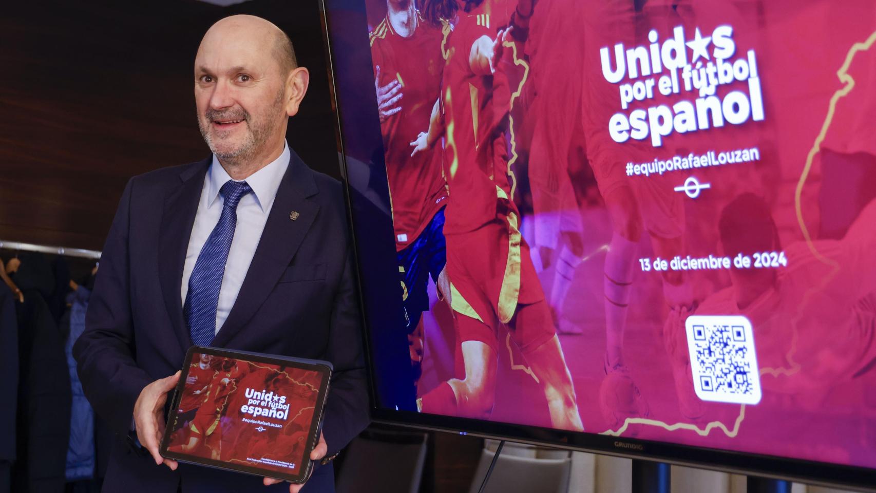 Rafael Louzán, durante la campaña electoral para la presidencia de la RFEF