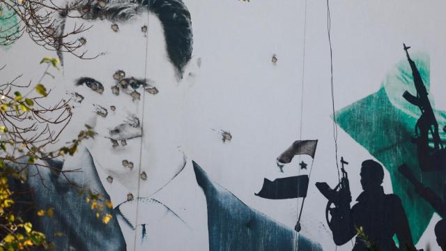 Un mural del expresidente sitio, Bachar Al Asad, en Damasco.