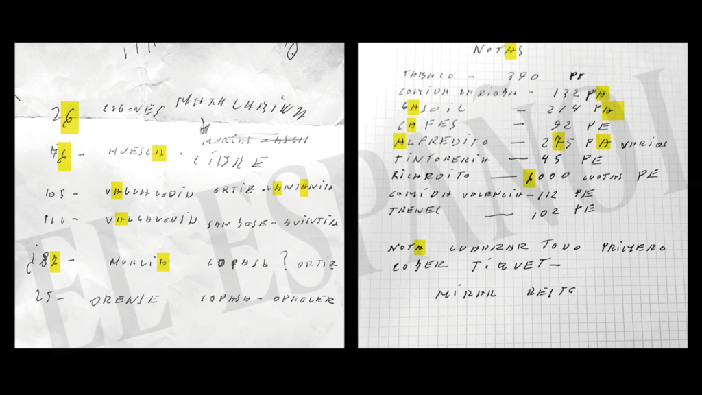 A la izquierda, el papel entregado por Aldama; a la derecha, las notas de Koldo.