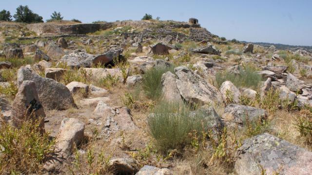 Campo de piedras hincadas en el castro de Saldeana