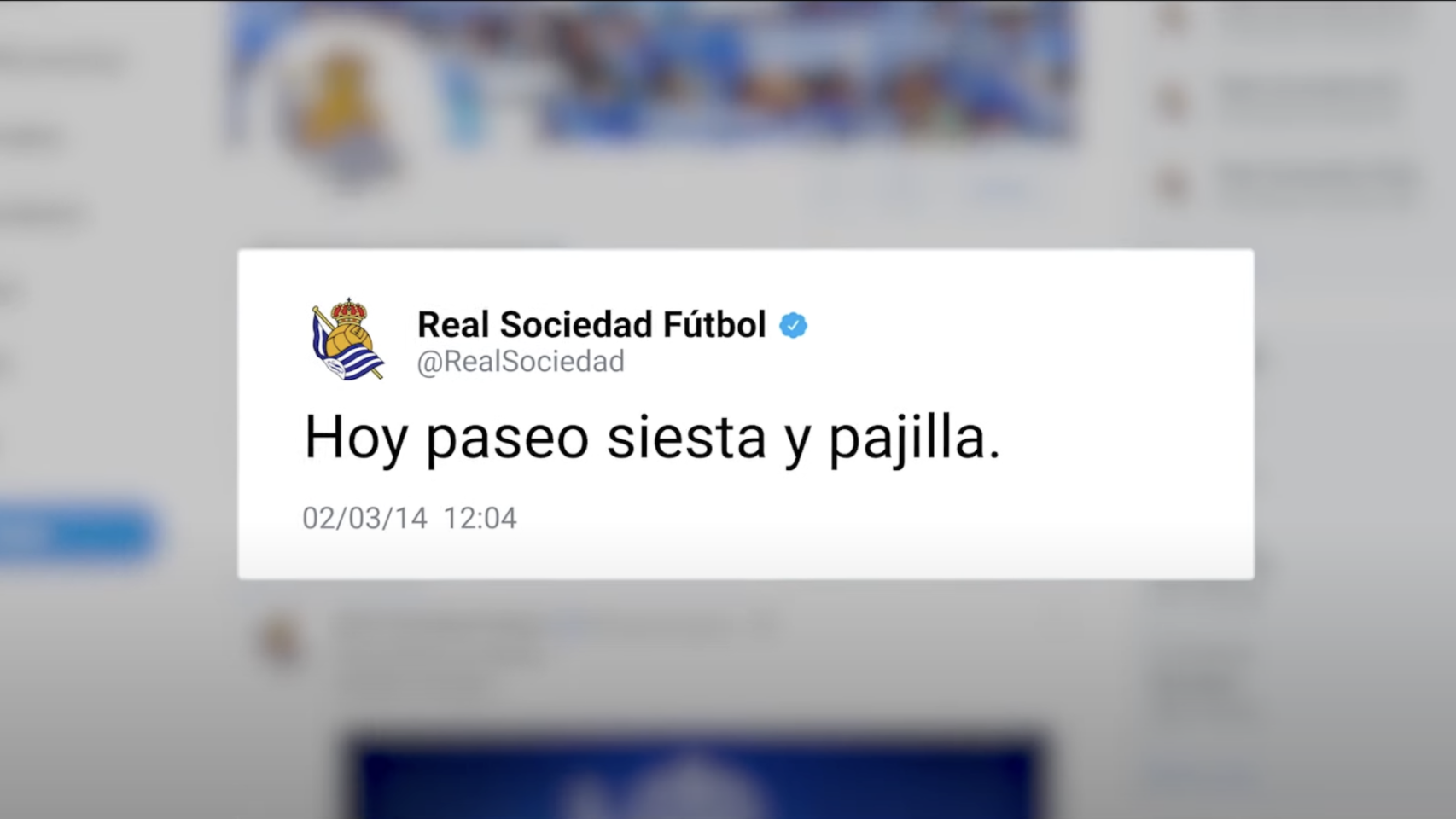 La Real Sociedad confiesa diez años después quién escribió su mensaje en Twitter más viral: Hoy paseo siesta y pajilla