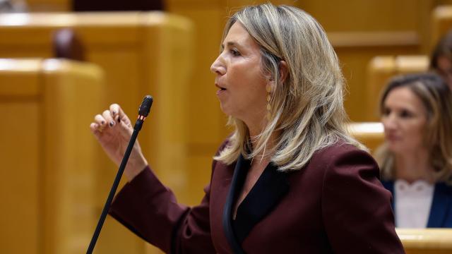 La portavoz del PP en el Senado, Alicia García, este martes durante la sesión de control al Gobierno.