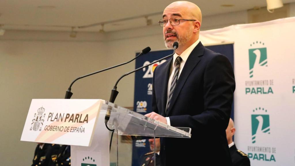 El Delegado del Gobierno, Francisco Martín, durante la presentación de la segunda parte del Plan Parla.