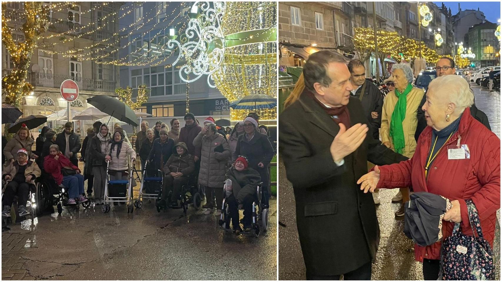 Iniciativa de los taxistas y el Concello con los más mayores por la Navidad.