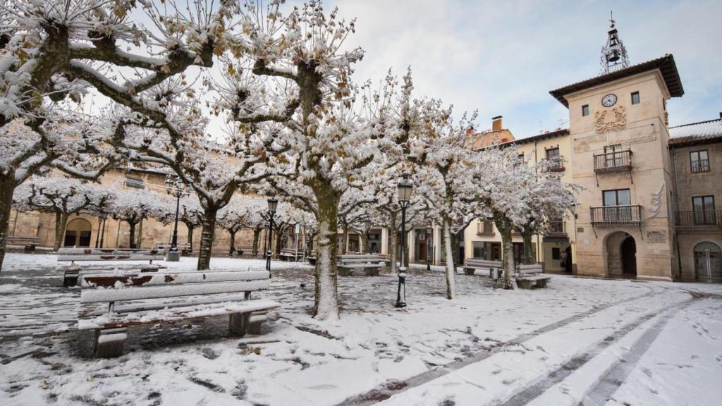 Paisaje nevado en Briviesca, Burgos.