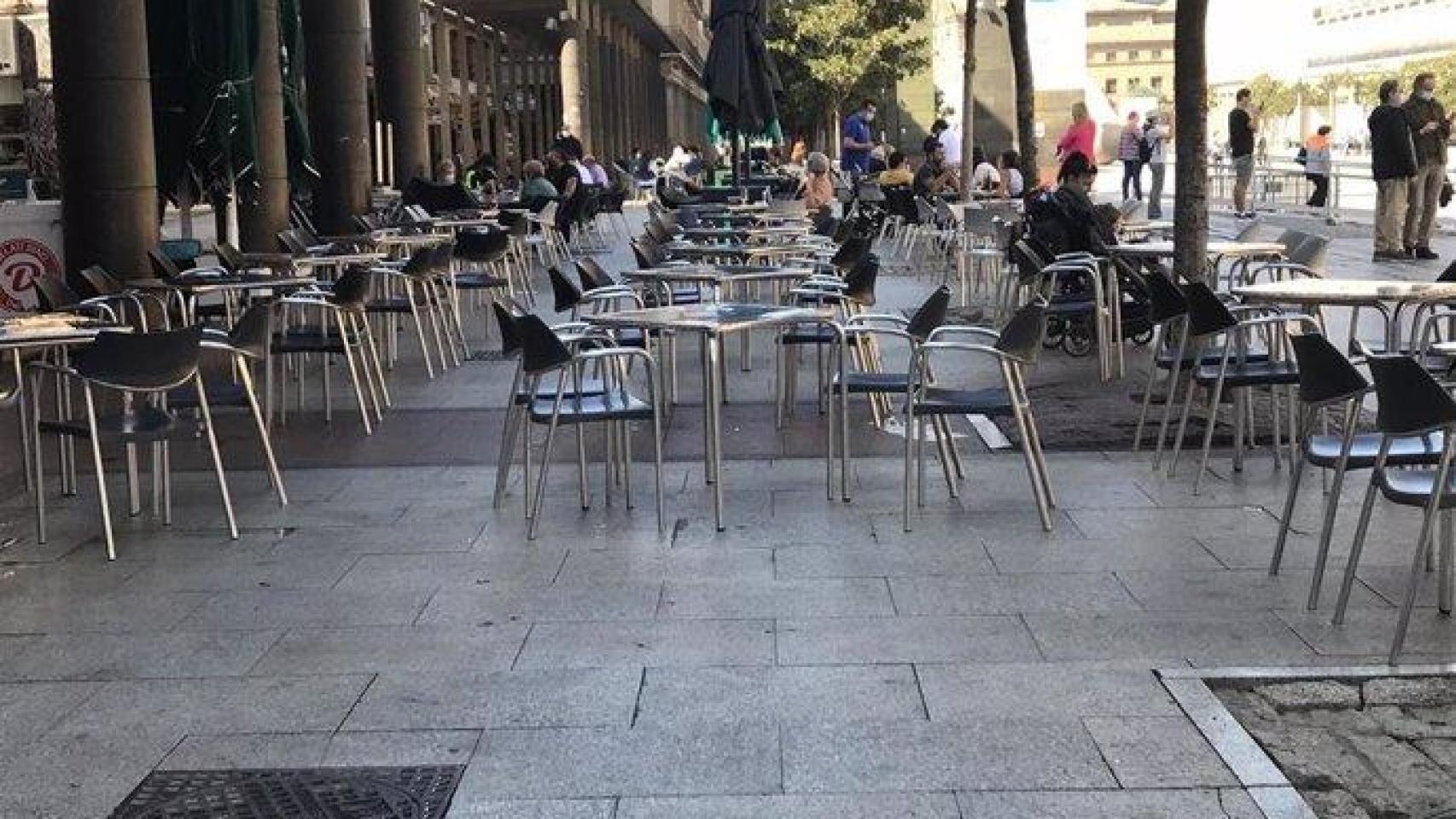 Un velador de un local de Zaragoza.