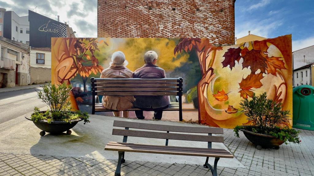 Uno de los murales del artista urbano realizado en la localidad de Guijuelo.