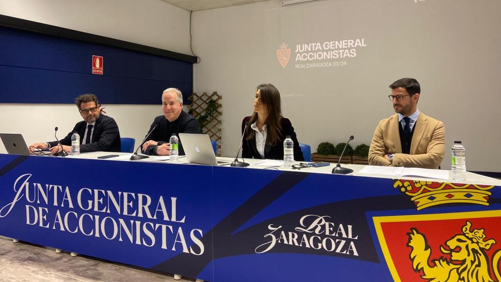 Jorge Mas en la Junta de Accionistas del Real Zaragoza.