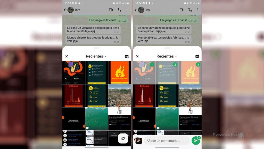 La nueva interfaz de la galería de WhatsApp