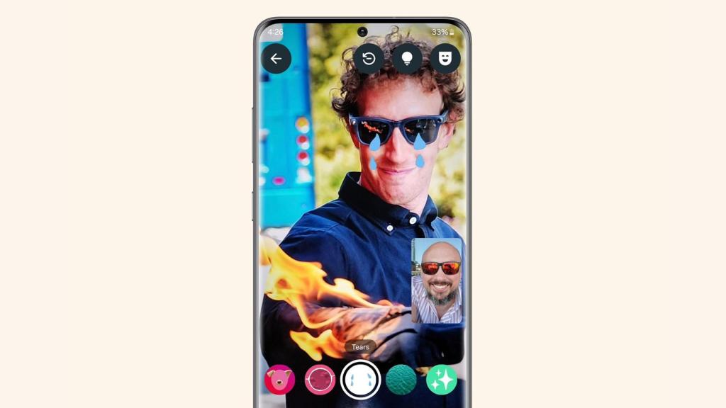 Filtros de realidad aumentada en videollamadas en WhatsApp