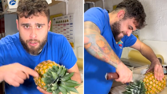 Un frutero español da la clave para pelar y cortar rápidamente una piña: Fácil, rápido y sencillo