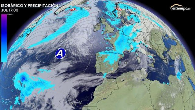 Un frente cruzará la Península el jueves con lluvias y fuerte viento