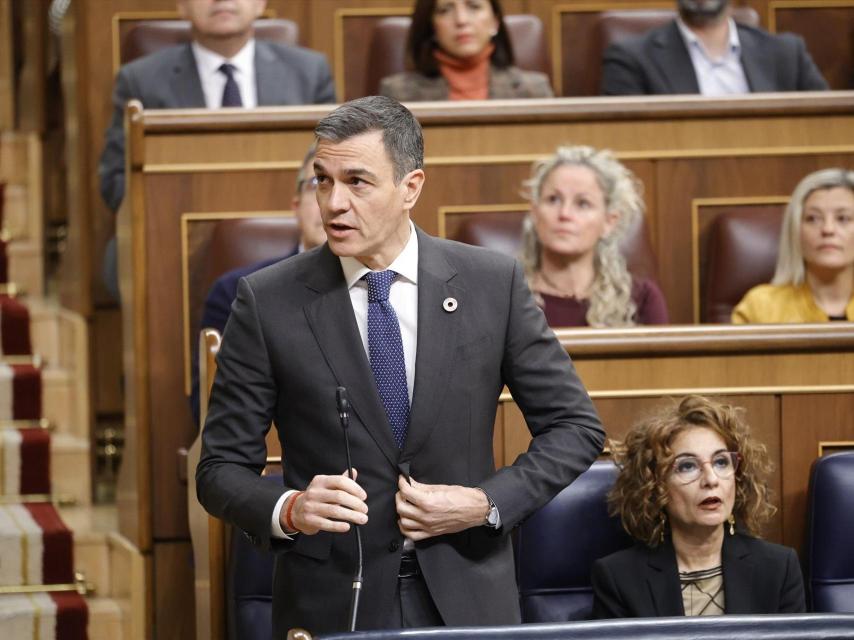 El presidente del Gobierno, Pedro Sánchez, en la sesión de control al Gobierno, este miércoles en el Congreso de los Diputados.