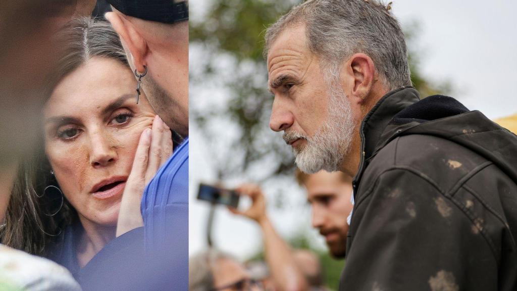 Letizia y el rey Felipe VI, manchados de barro, el día que visitaron por primera vez la zona cero de la DANA.