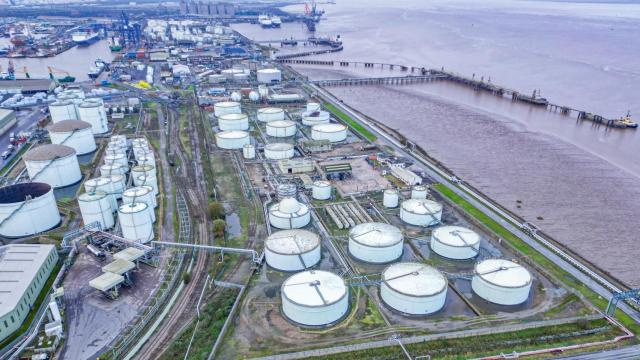 Instalaciones de Exolum en Immingham (Reino Unido), donde la compañía ha puesto en marcha un piloto para el transporte de hidrógeno pionero en el mundo.