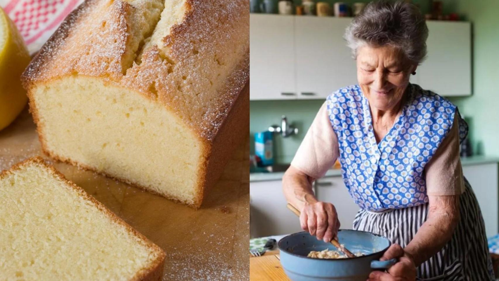 Abuela haciendo bizcocho.