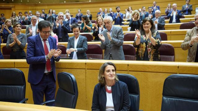 Teresa Ribera durante su comparecencia en el senado sobre la respuesta a la DANA