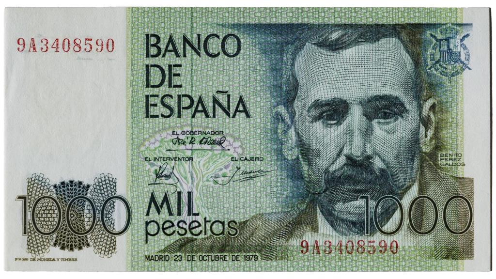 Billete de 1.000 pesetas de Pérez Galdós.