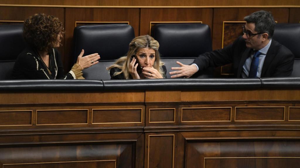 María Jesús Montero, Yolanda Díaz y Félix Bolaños.