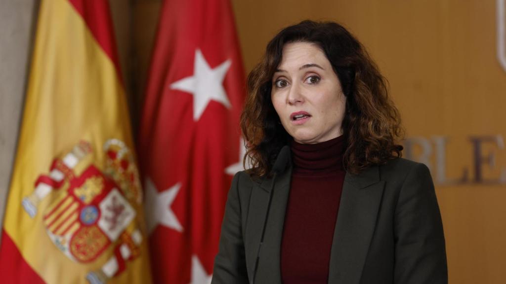 La presidenta de la Comunidad de Madrid, Isabel Díaz Ayuso, este viernes en la Asamblea de Madrid.