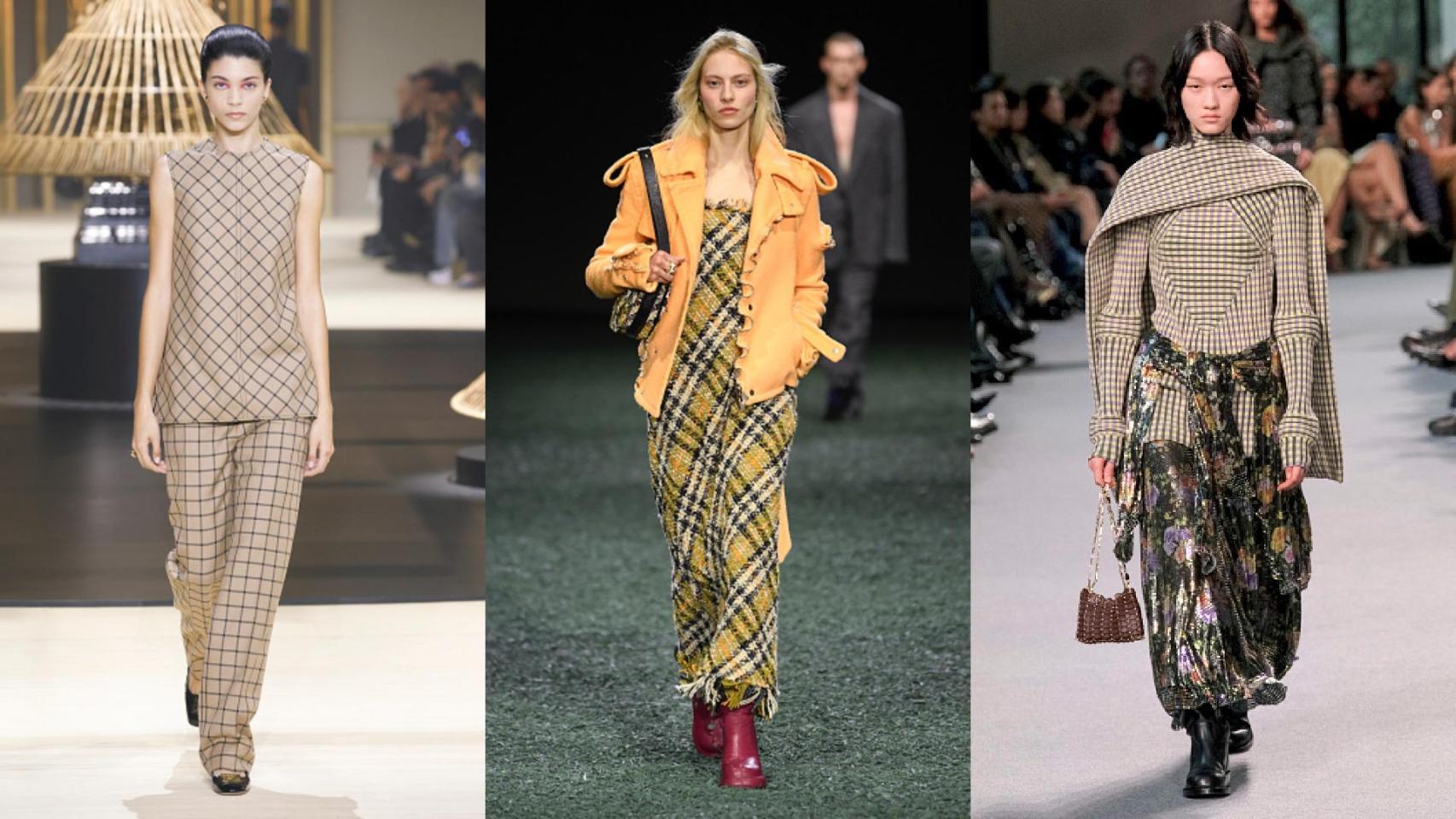 Siluetas de los desfiles otoño-invierno 2024-2025 de Dior, Burberry y Rabanne.