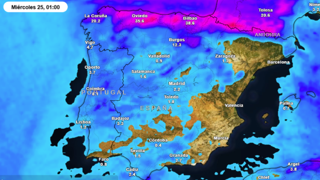 Previsión para el miércoles.