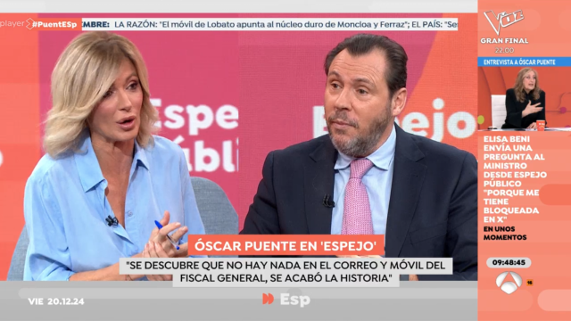 Óscar Puente durante la entrevista que ha concedido en 'Espejo Público' de Antena 3.