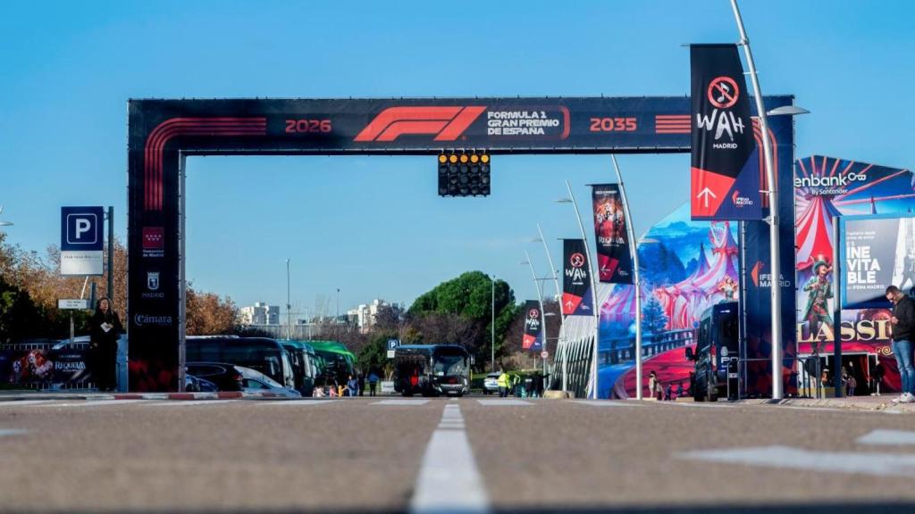 Arco de salida que tendrá el Gran Premio de España de Fórmula 1, en Ifema Madrid.