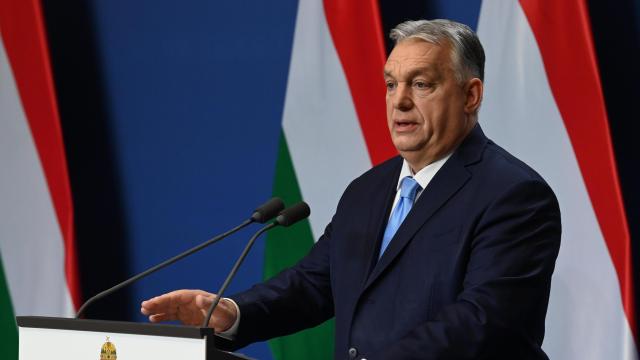 El primer ministro húngaro, Viktor Orbán, durante su discurso de fin de año, este sábado.